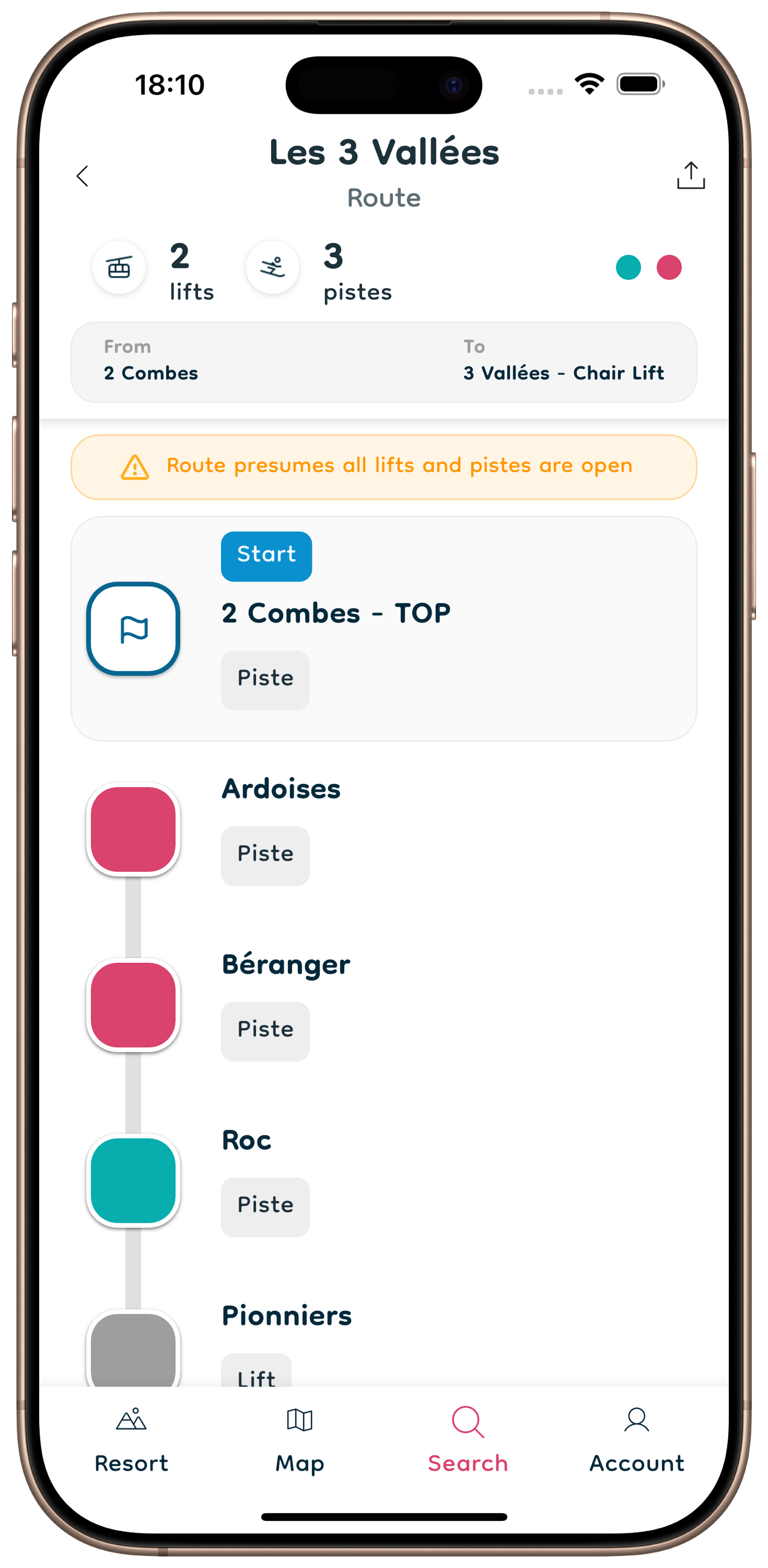 Slopemapper Route Result Interface